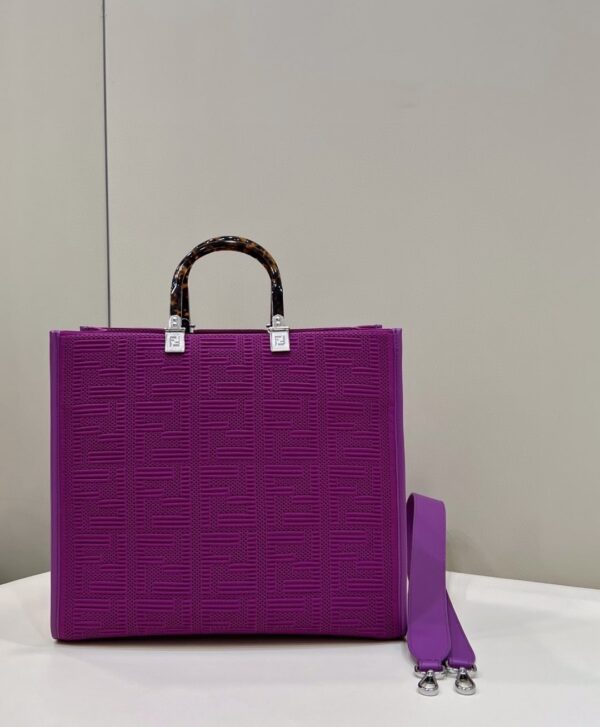1:1 Replica Fendi Sunshine Medium Purple FF fabric shopper Bag For Woman 31cm/12in 8BH386AHWCF037T
