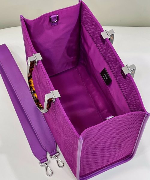 1:1 Replica Fendi Sunshine Medium Purple FF fabric shopper Bag For Woman 31cm/12in 8BH386AHWCF037T