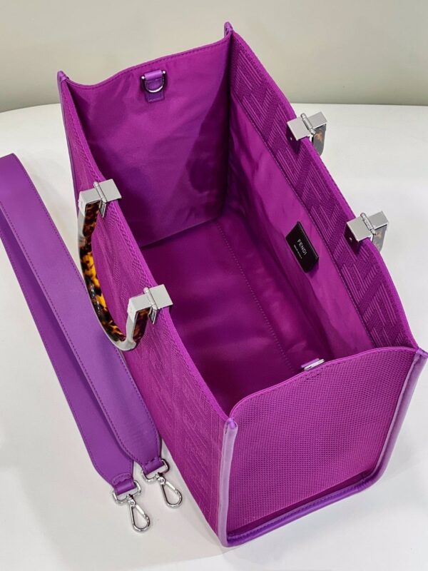 1:1 Replica Fendi Sunshine Medium Purple FF fabric shopper Bag For Woman 31cm/12in 8BH386AHWCF037T