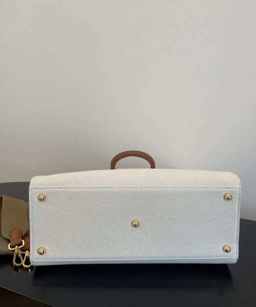 1:1 Replica Fendi Sunshine Medium Tote Bag Light Grey Canvas For Women, Women's Bags, Shoulder Bags 13.8in/35cm FF 8BH386