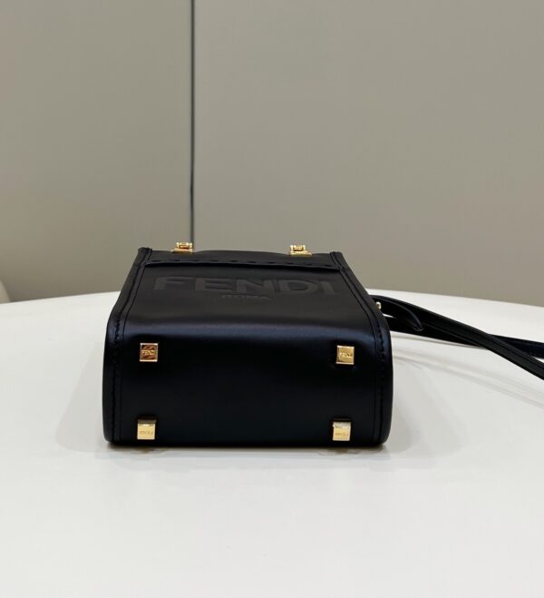 1:1 Replica Fendi Sunshine Shopper Black Mini Bag For Woman 13cm/5in