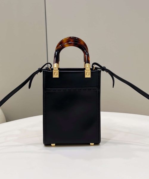 1:1 Replica Fendi Sunshine Shopper Black Mini Bag For Woman 13cm/5in