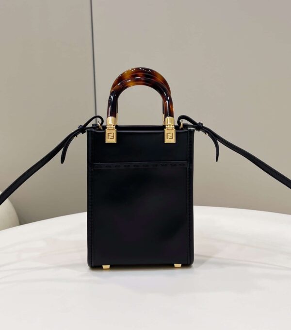 1:1 Replica Fendi Sunshine Shopper Black Mini Bag For Woman 13cm/5in