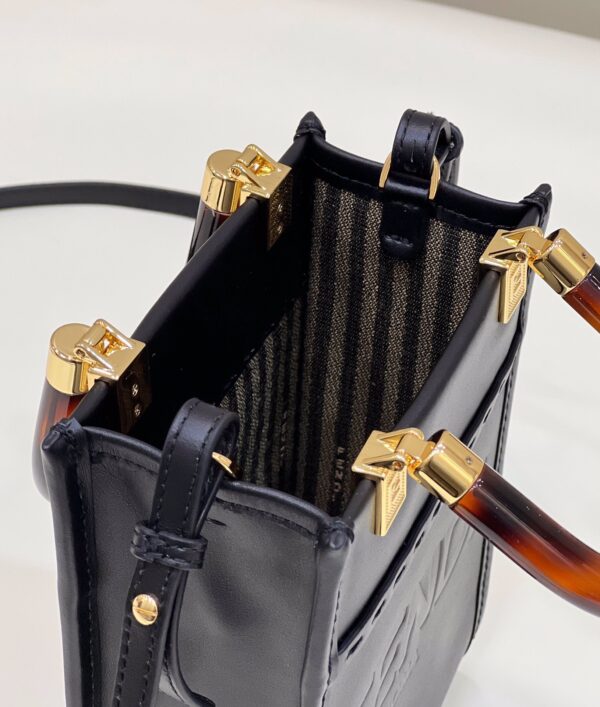 1:1 Replica Fendi Sunshine Shopper Black Mini Bag For Woman 13cm/5in