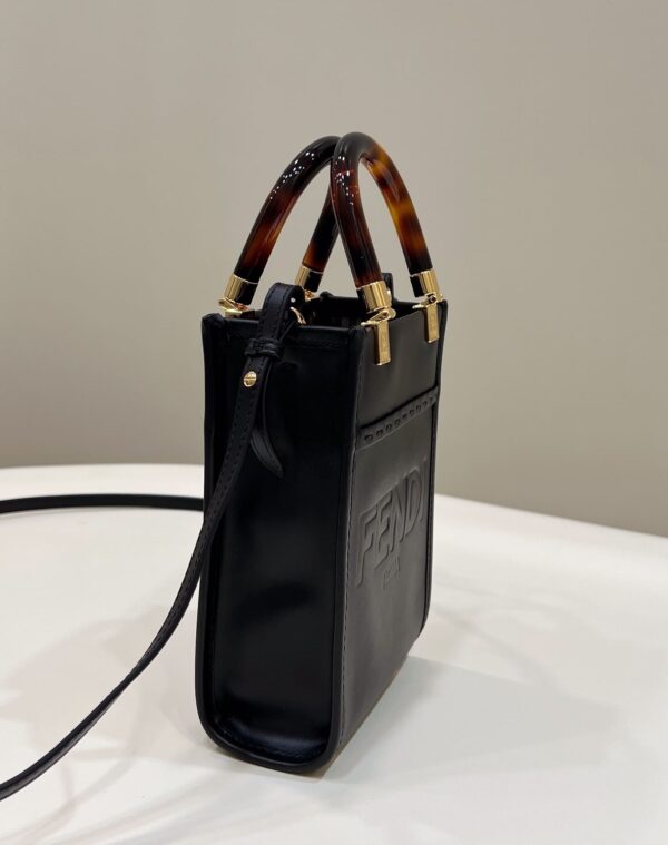1:1 Replica Fendi Sunshine Shopper Black Mini Bag For Woman 13cm/5in