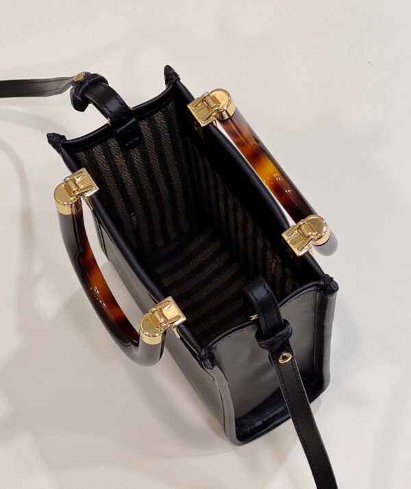 1:1 Replica Fendi Sunshine Shopper Black Mini Bag For Woman 13cm/5in