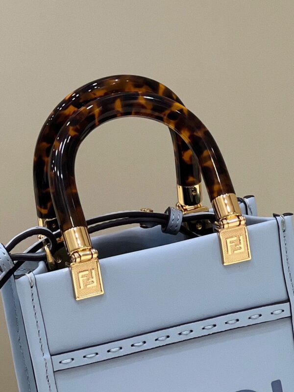 1:1 Replica Fendi Sunshine Shopper Blue Mini Bag For Woman 13cm/5in