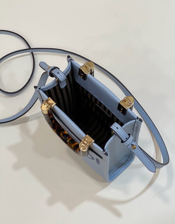 1:1 Replica Fendi Sunshine Shopper Blue Mini Bag For Woman 13cm/5in