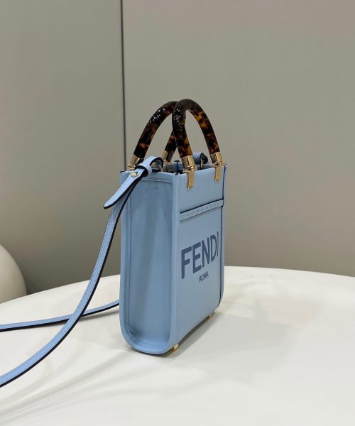 1:1 Replica Fendi Sunshine Shopper Blue Mini Bag For Woman 13cm/5in