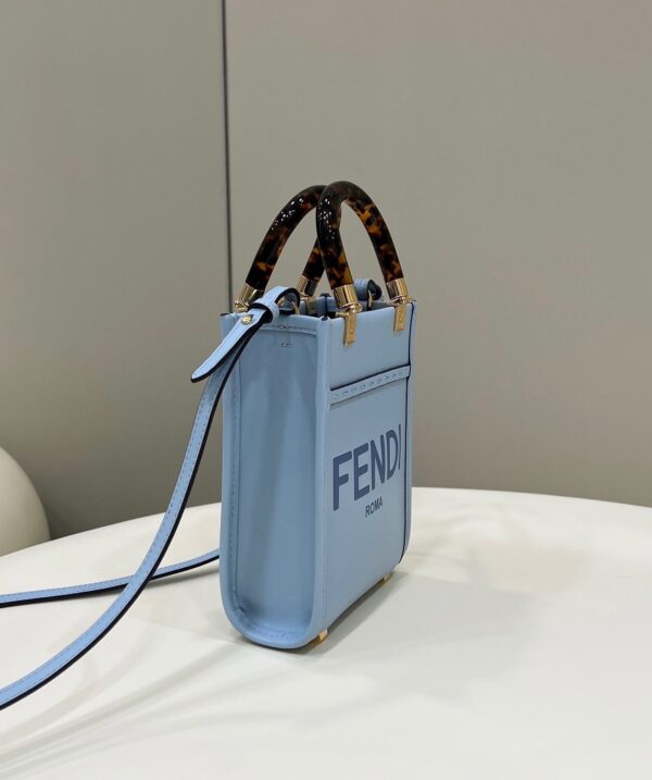 1:1 Replica Fendi Sunshine Shopper Blue Mini Bag For Woman 13cm/5in