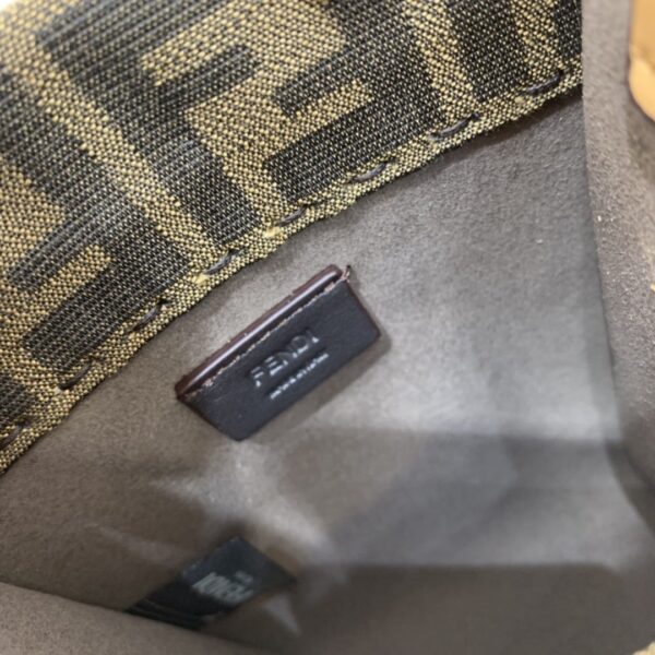 1:1 Replica Fendi Sunshine Shopper Brown FF Fabric Mini Bag For Woman 13cm/5in