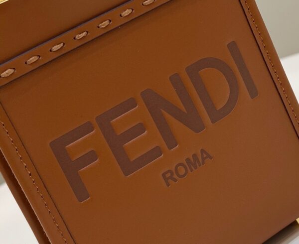 1:1 Replica Fendi Sunshine Shopper Brown Mini Bag For Woman 13cm/5in