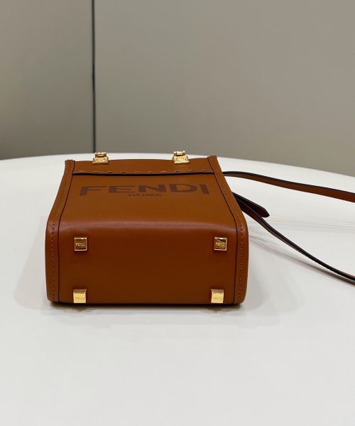 1:1 Replica Fendi Sunshine Shopper Brown Mini Bag For Woman 13cm/5in