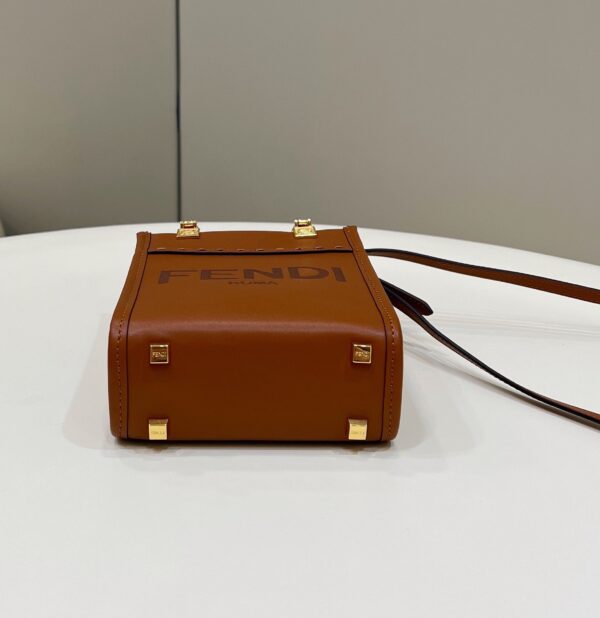 1:1 Replica Fendi Sunshine Shopper Brown Mini Bag For Woman 13cm/5in