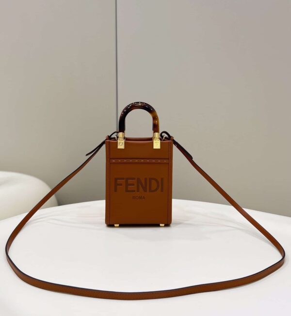 1:1 Replica Fendi Sunshine Shopper Brown Mini Bag For Woman 13cm/5in