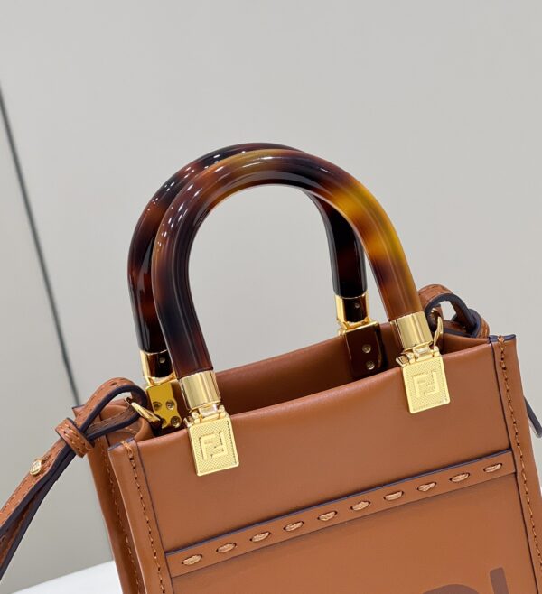1:1 Replica Fendi Sunshine Shopper Brown Mini Bag For Woman 13cm/5in