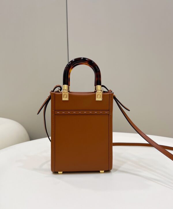 1:1 Replica Fendi Sunshine Shopper Brown Mini Bag For Woman 13cm/5in