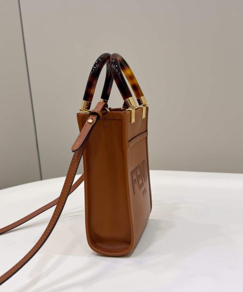 1:1 Replica Fendi Sunshine Shopper Brown Mini Bag For Woman 13cm/5in