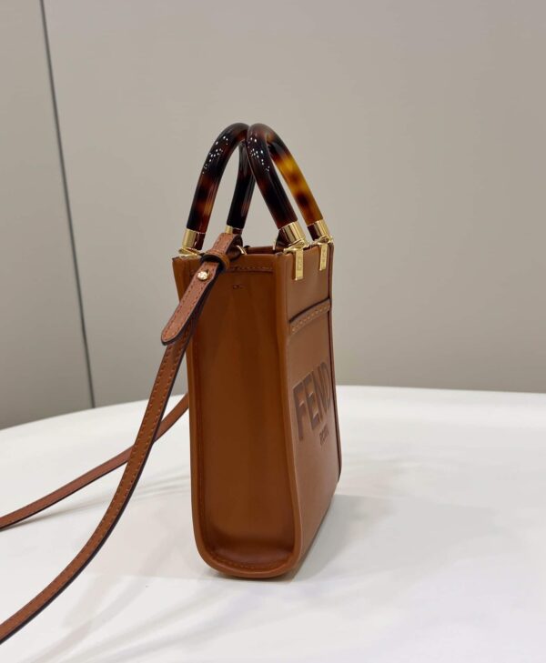 1:1 Replica Fendi Sunshine Shopper Brown Mini Bag For Woman 13cm/5in