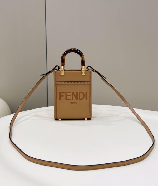 1:1 Replica Fendi Sunshine Shopper Light Brown Mini Bag For Woman 13cm/5in