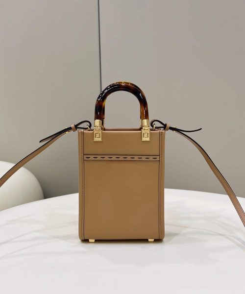 1:1 Replica Fendi Sunshine Shopper Light Brown Mini Bag For Woman 13cm/5in