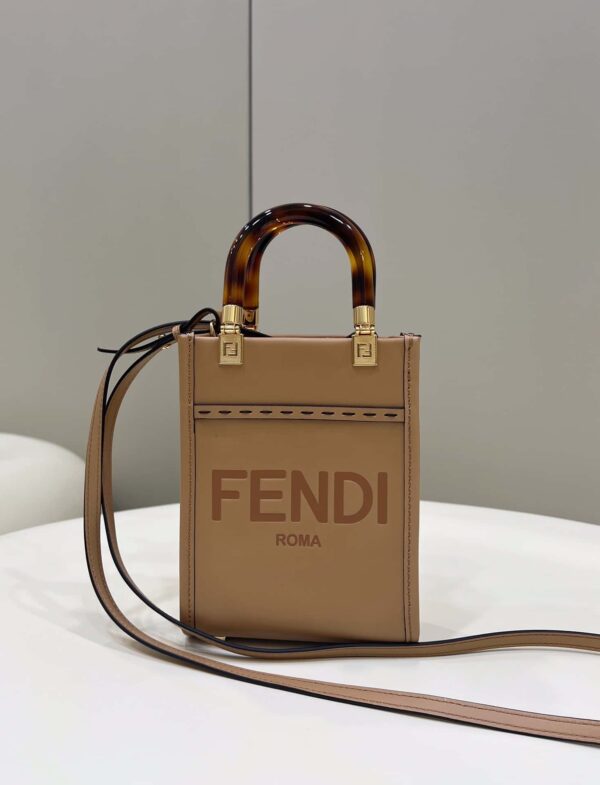 1:1 Replica Fendi Sunshine Shopper Light Brown Mini Bag For Woman 13cm/5in