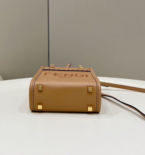1:1 Replica Fendi Sunshine Shopper Light Brown Mini Bag For Woman 13cm/5in