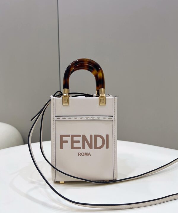 1:1 Replica Fendi Sunshine Shopper White Mini Bag For Woman 13cm/5in