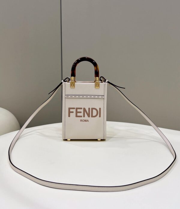 1:1 Replica Fendi Sunshine Shopper White Mini Bag For Woman 13cm/5in