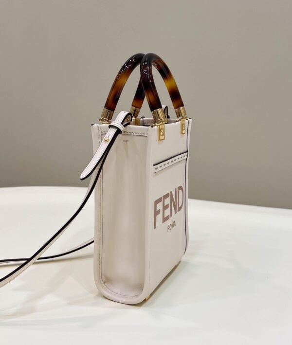 1:1 Replica Fendi Sunshine Shopper White Mini Bag For Woman 13cm/5in