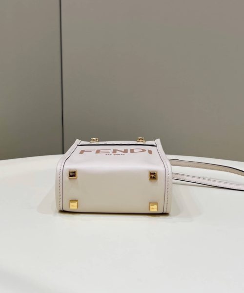 1:1 Replica Fendi Sunshine Shopper White Mini Bag For Woman 13cm/5in