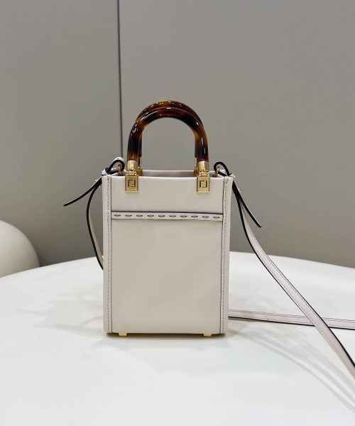 1:1 Replica Fendi Sunshine Shopper White Mini Bag For Woman 13cm/5in