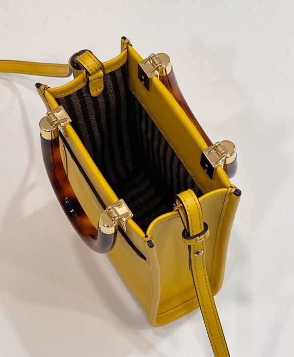 1:1 Replica Fendi Sunshine Shopper Yellow Mini Bag For Woman 13cm/5in