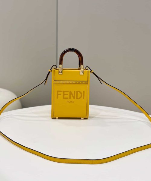 1:1 Replica Fendi Sunshine Shopper Yellow Mini Bag For Woman 13cm/5in