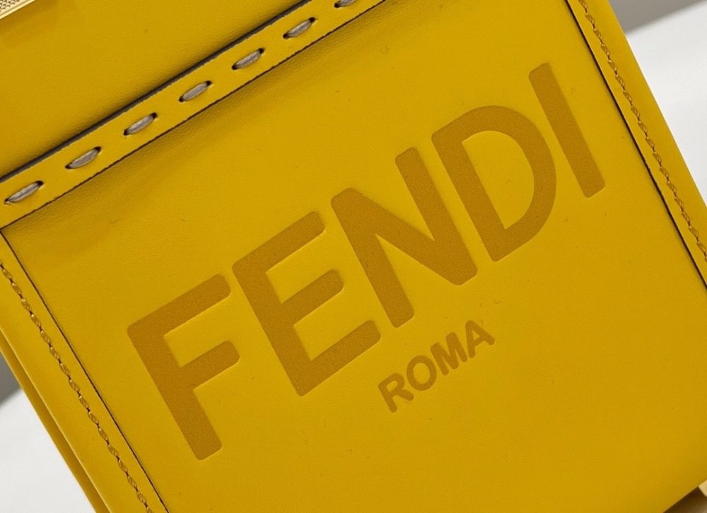 1:1 Replica Fendi Sunshine Shopper Yellow Mini Bag For Woman 13cm/5in - Image 6