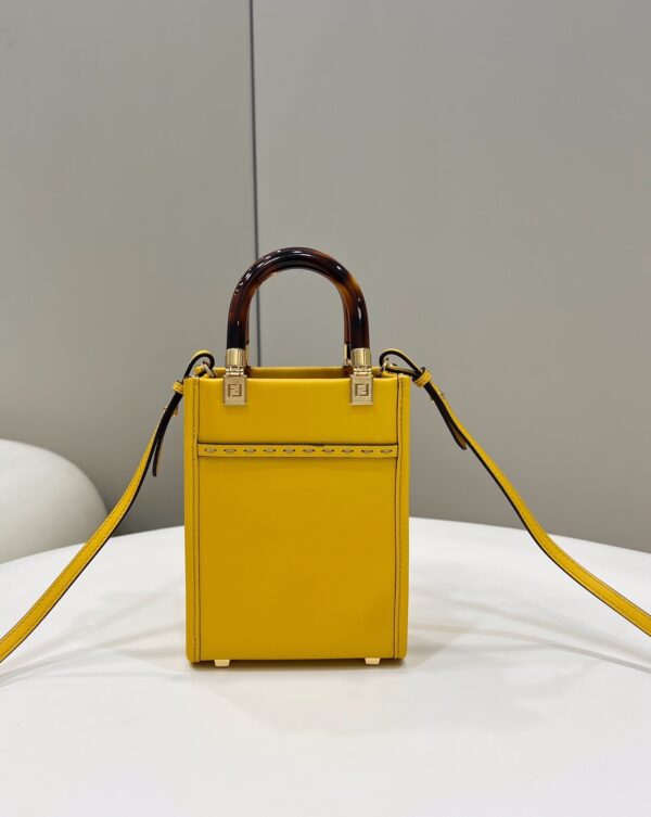 1:1 Replica Fendi Sunshine Shopper Yellow Mini Bag For Woman 13cm/5in