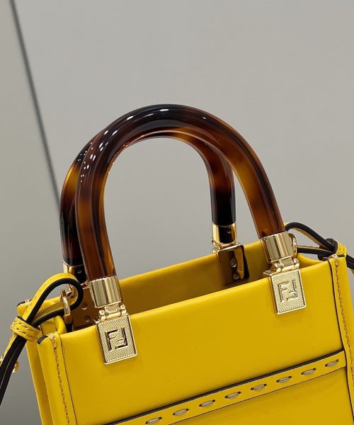 1:1 Replica Fendi Sunshine Shopper Yellow Mini Bag For Woman 13cm/5in