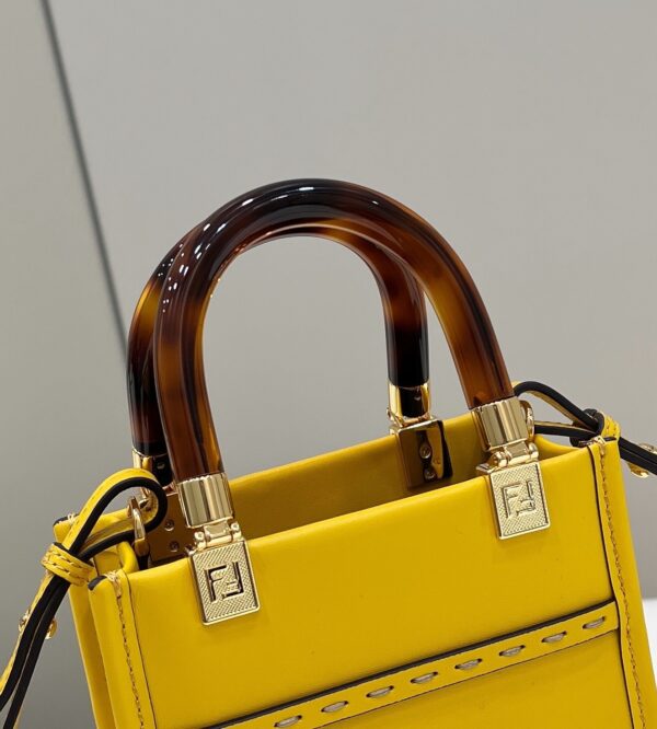 1:1 Replica Fendi Sunshine Shopper Yellow Mini Bag For Woman 13cm/5in