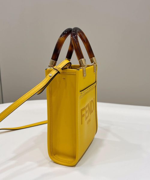 1:1 Replica Fendi Sunshine Shopper Yellow Mini Bag For Woman 13cm/5in