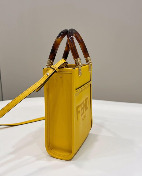 1:1 Replica Fendi Sunshine Shopper Yellow Mini Bag For Woman 13cm/5in