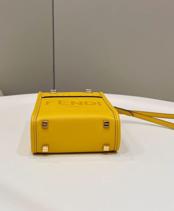 1:1 Replica Fendi Sunshine Shopper Yellow Mini Bag For Woman 13cm/5in