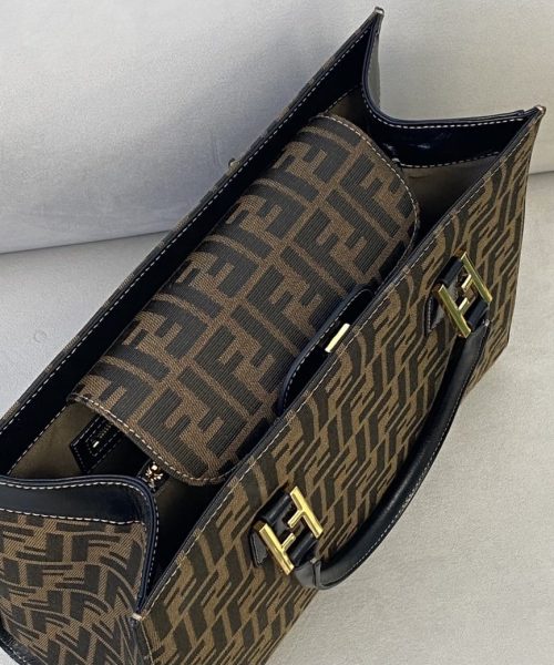 1:1 Replica Fendi Tote Bag 13.8in/35cm Brown For Women FF