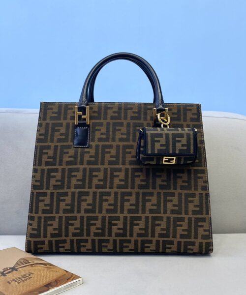 1:1 Replica Fendi Tote Bag 13.8in/35cm Brown For Women FF