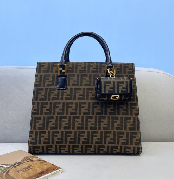 1:1 Replica Fendi Tote Bag 13.8in/35cm Brown For Women FF