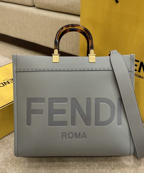 1:1 Replica Fendi Tote Bag Grey For Women, Wonmen's Bags 13.8in/35cm FF 8BH386ABVLF1BZC