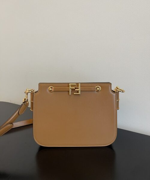 1:1 Replica Fendi Touch Brown Bag For Woman 19cm/7.5in