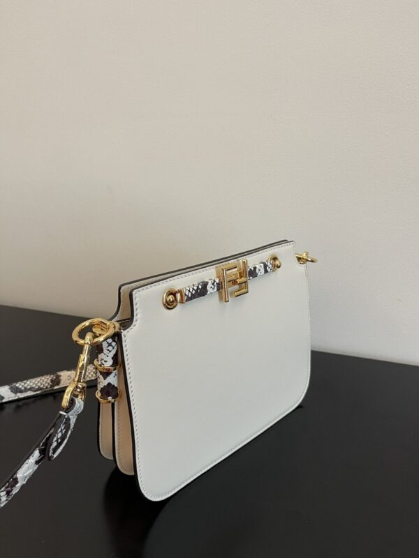 1:1 Replica Fendi Touch White with Snakeskin Detail Bag For Woman 19cm/7.5in