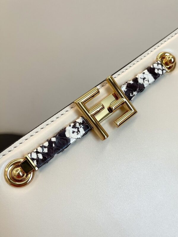 1:1 Replica Fendi Touch White with Snakeskin Detail Bag For Woman 19cm/7.5in