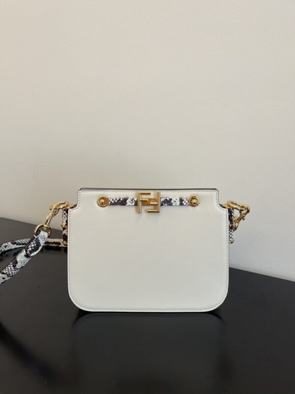1:1 Replica Fendi Touch White with Snakeskin Detail Bag For Woman 19cm/7.5in