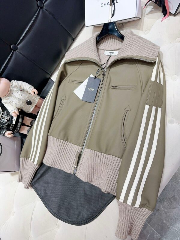 Fendi Turtleneck Jacket Green Khaki For Women